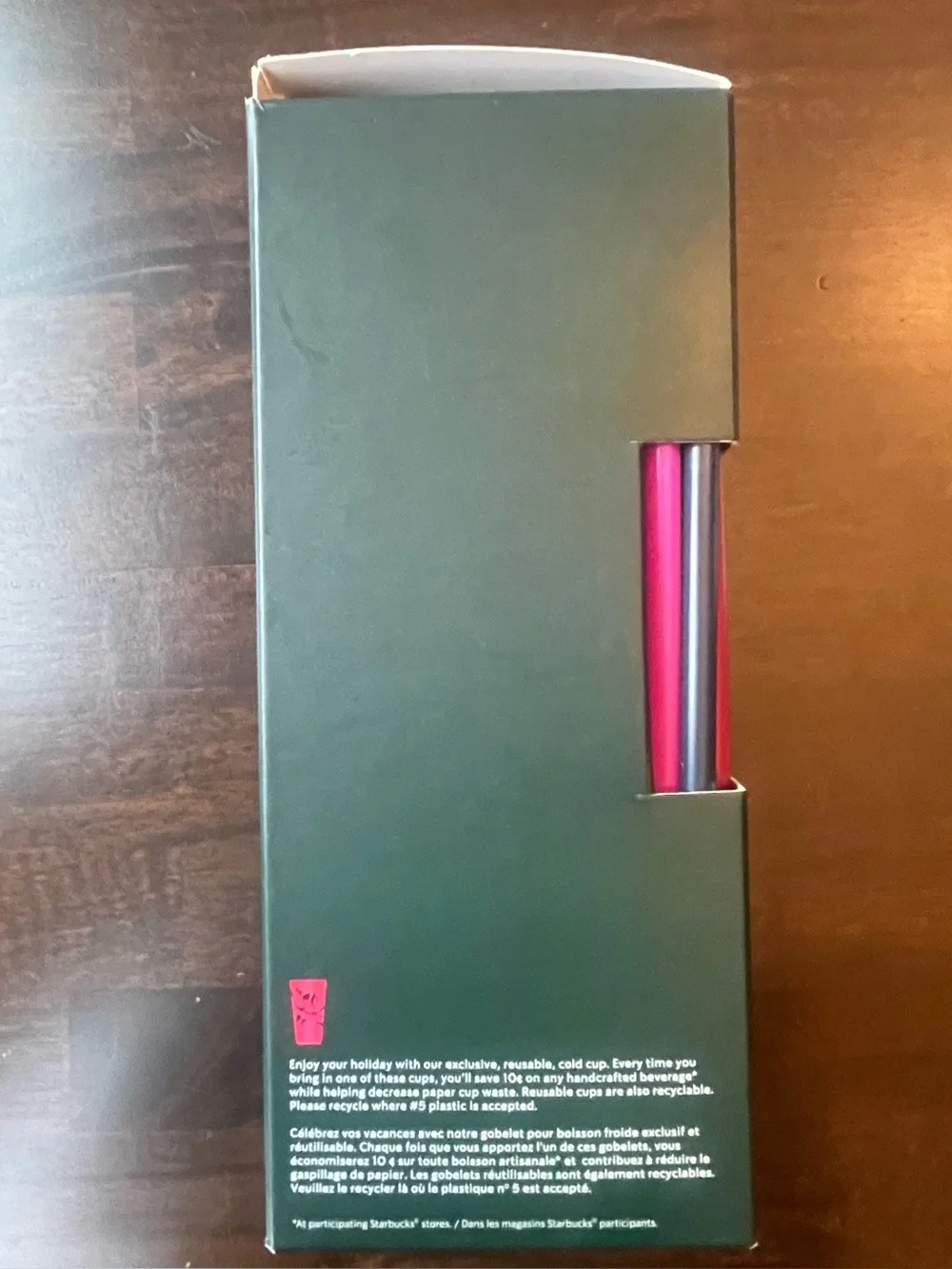 Starbucks 2021 Christmas 5 Pack Reusable Cold Cups W/Lids & Straws, Holiday Gift